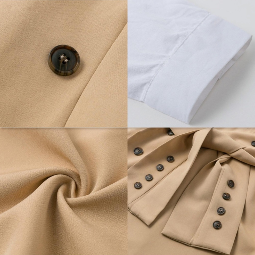 Faux Overlay Trench Skirt With Dress Shirt Dress White Khaki - Picture 6 of 15